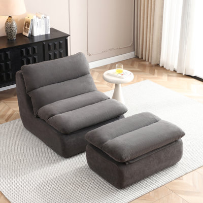 Pouf gris de 81 cm avec siège ergonomique et confortable, idéal pour les adultes. Parfait pour la sieste, les jeux vidéo, aucun montage requis. Revêtement en mousse haute densité. Convient au salon et au bureau. Assise mi-ferme et confortable.