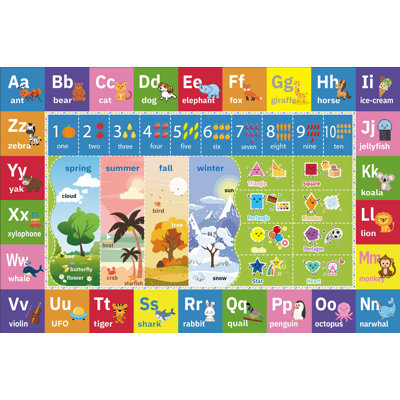 Fillender Kids Rugs Alphabet Seasons Educational Carpet Play Rug For Playroom Mat Alphabet Area Rug