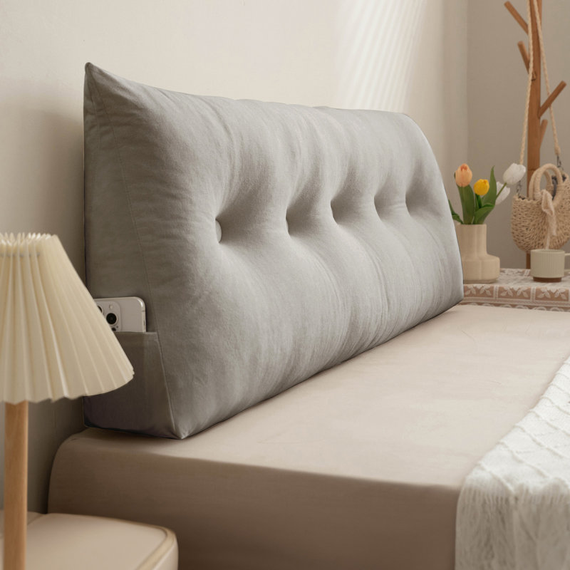  Polyester Headboard Back Support Throw Pillow, 15.7"H x 39"W, Dark Gray