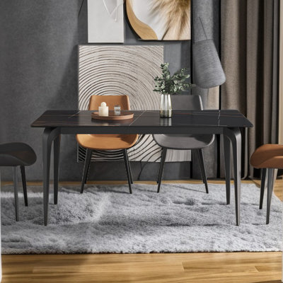 Yianna Modern Stone Dining Table for Modern Kitchen Living Room, Home and Office