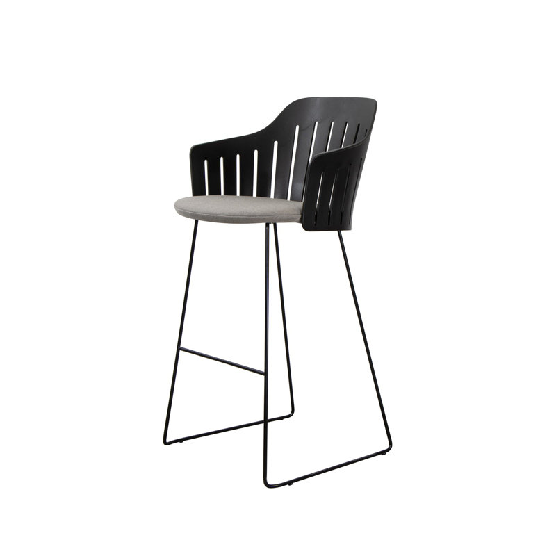 Choice Chair Outdoor and Bar Sledge Steel Base with Taupe Upholstery Cane-line Natté Seat Cover, Black