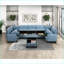 Repose-pieds avec rangement en bois massif moderne capitonné bleu marine pour le salon et la chambre à coucher | Noir | Bois