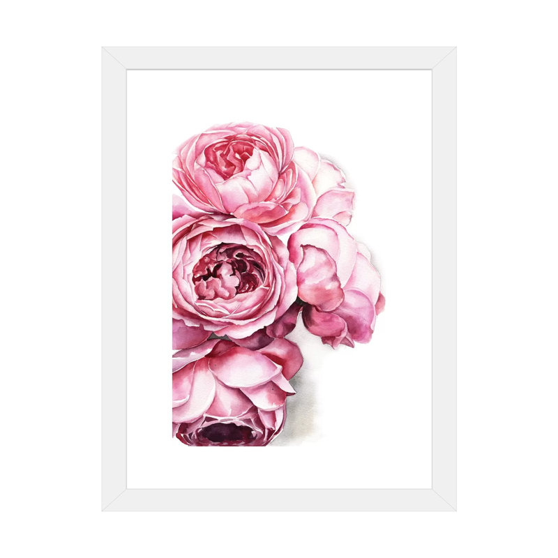 Pivoine par Kira Balan - reproduction d'art, Blanc, H 32 po x l 24 po x P 1 po, Papier encadré blanc