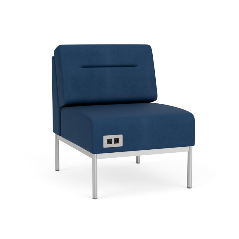 Chaise d'invité sans accoudoirs Darsey, Argent argent, Patriot Plus Blue Ridge, Avec alimentation