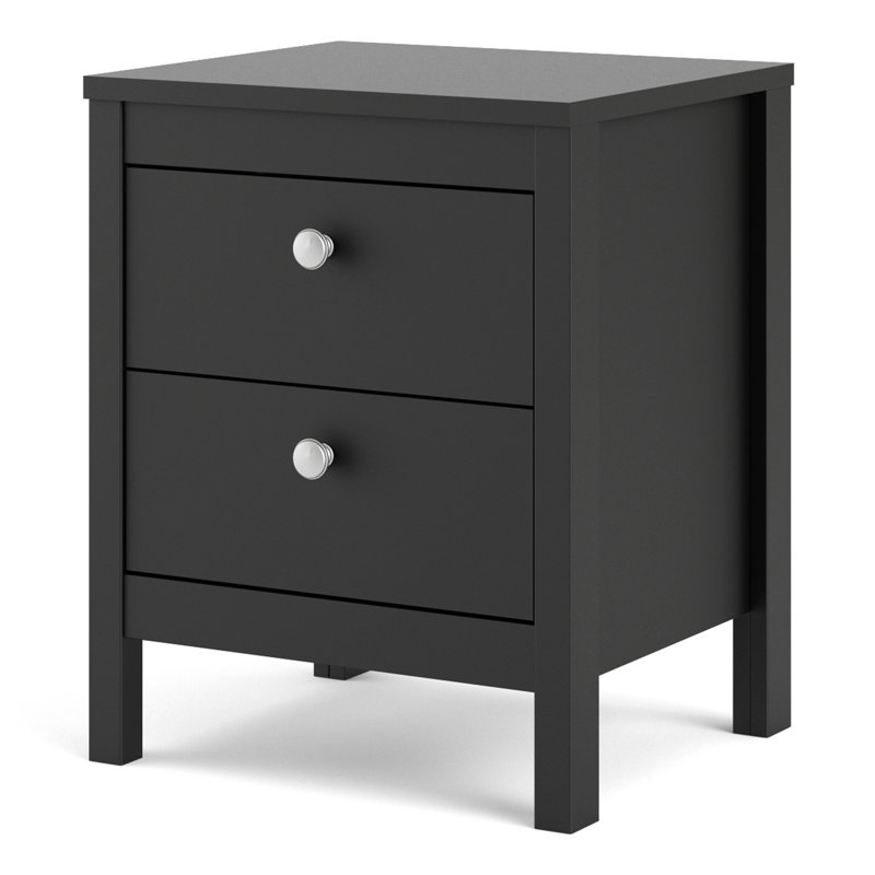 Cynsere 43.6cm W Plywood / Laminate Board Bedside Table, Black