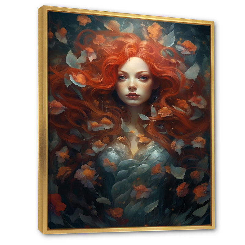 Art psychédélique «Enchantress Portrait I», H 40 po x l 30 po x P 1,5 po, Cadre flottant doré