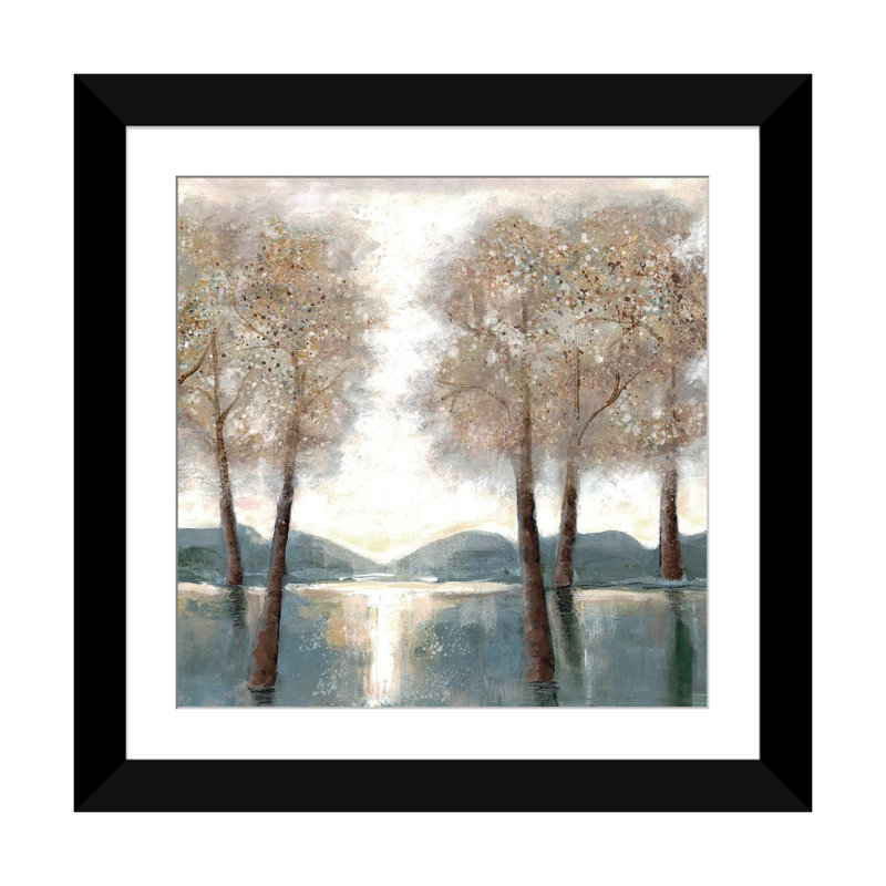 Giclée sur toile tendue Approche du bois II par Doris Charest, H 24 po x l 24 po x P 1 po, Papier d'art encadré noir, Blanc