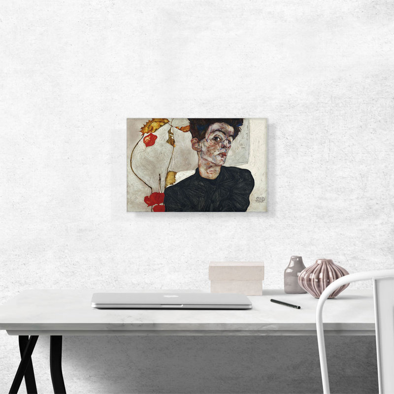 Autoportrait physique 1912 par Egon Schiele, reproduction d'art sur toile tendue, H 12 po x l 18 po x 1,5 po