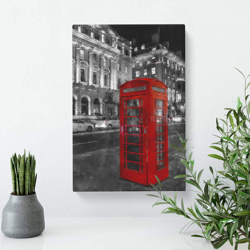 Red Telephone Box - Wrapped Canvas, 76cm H x 50cm W x 3cm D