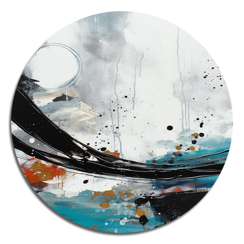 Exploring Boho Simplicity III - Abstract Round Wall Art on Metal, 16" H x 16" W x 1" D
