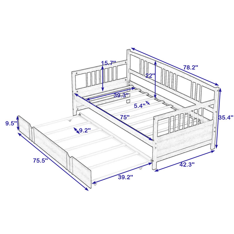 Eolia Wood Daybed With Trundle, White, Twin