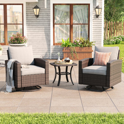 3 Pieces Wicker Patio Conversation Set