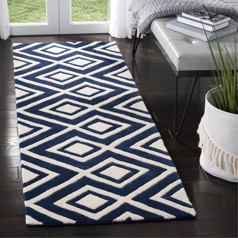 Deedie Hand Tufted Wool Geometric Rug, Runner 2'3" x 7'