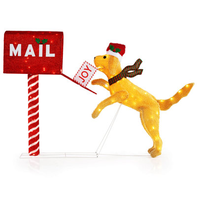 3.5 Ft Lighted Dachshund Climbing Mailbox Pre-lit Christmas Holiday Decoration