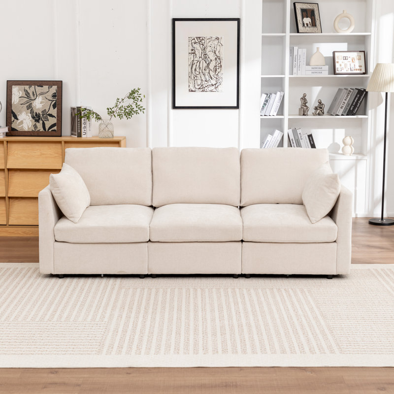 Canapé modulaire rembourré Wilroy, 3, Beige