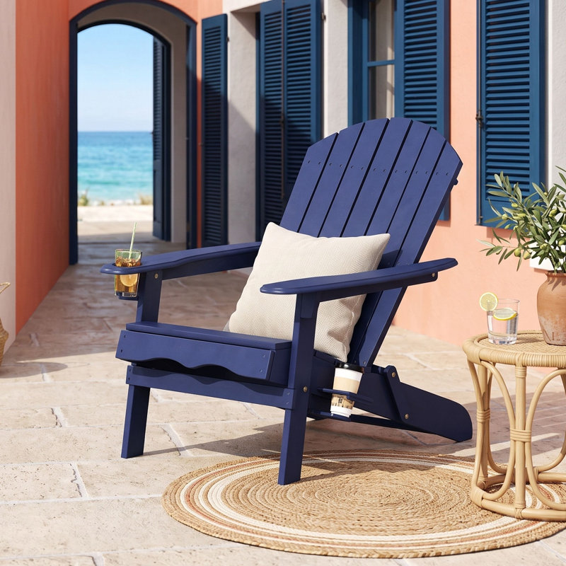 Chaise pliante avec porte-gobelets, Bleu