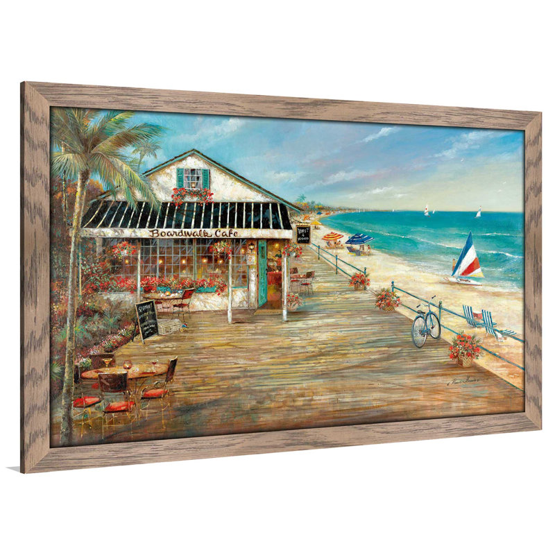 «Boardwalk Cafe» par Ruane Manning - reproduction de cadre photo, H 21,5 po x l 27,5 po x P 0,75 po
