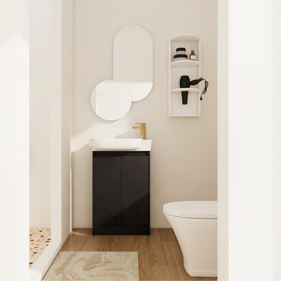 Meuble-lavabo autoportant de 23 po avec lavabo et support de rangement, portes à fermeture douce