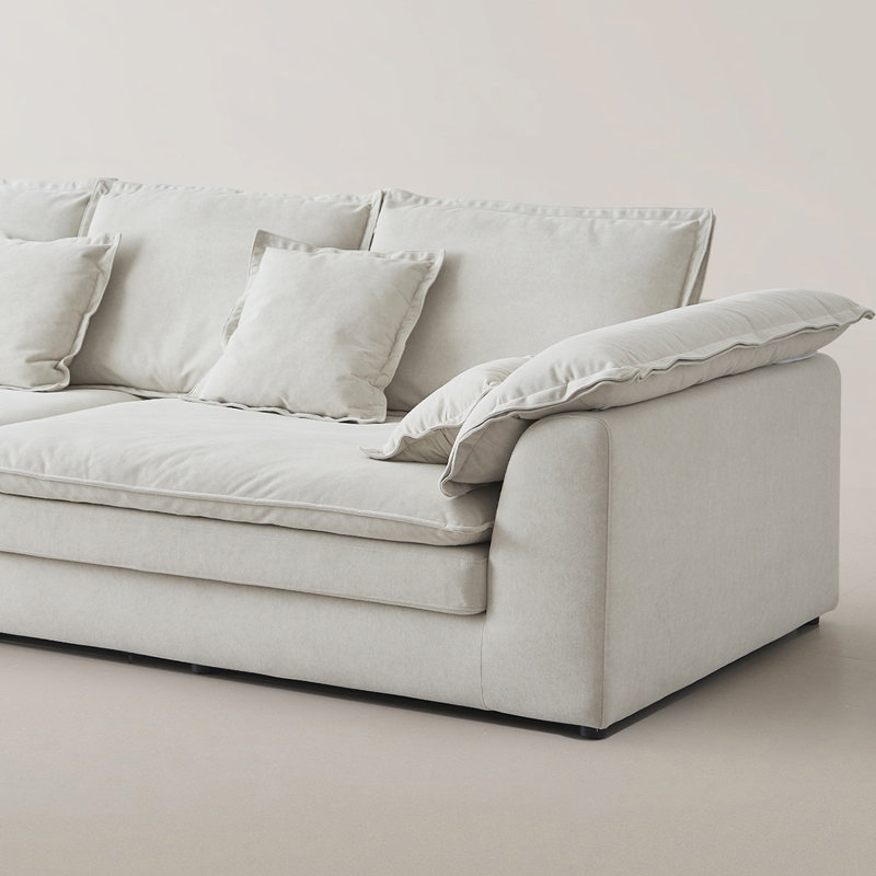 Canapé modulaire en polyester blanc crème, 4, H 35,43 po x l 118,11 po x P 47,24 po, Blanc crémeux