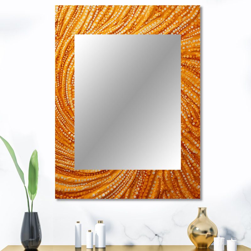 Abstract Orange Swirl Collages II - Abstract Collages Mirror, Modern Unique Wall Mirror, Printed Metal Art, 40" x 30"