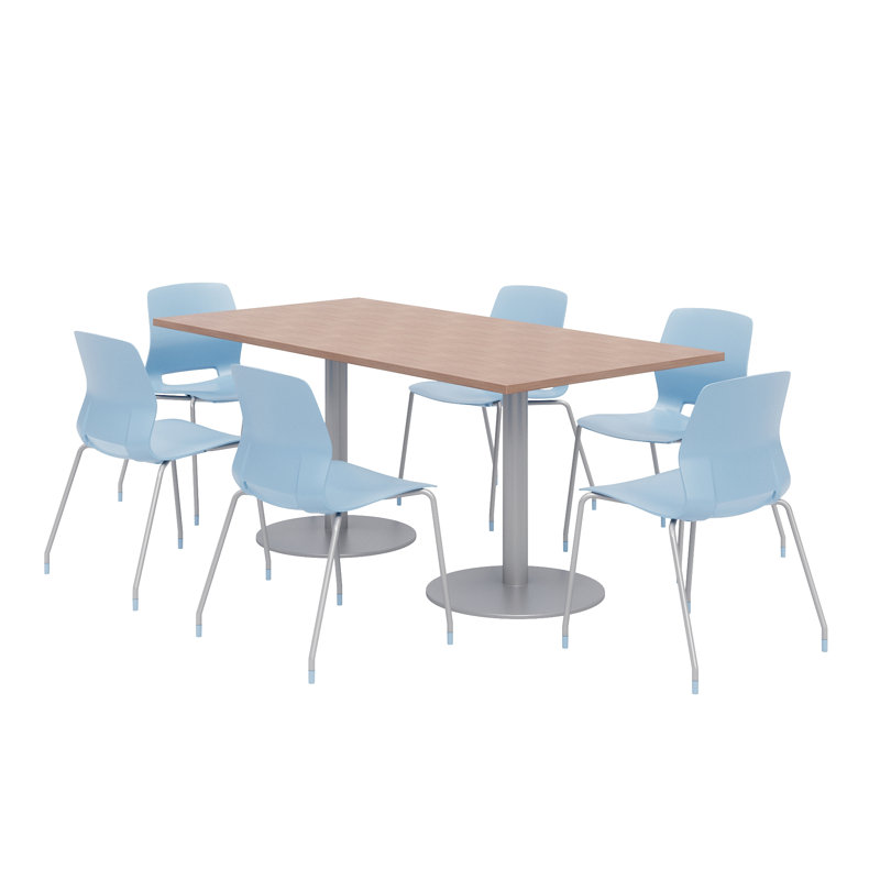 Ensemble de table de salle à manger rectangulaire 72 "et chaise, Bleu ciel, Rivière cerise