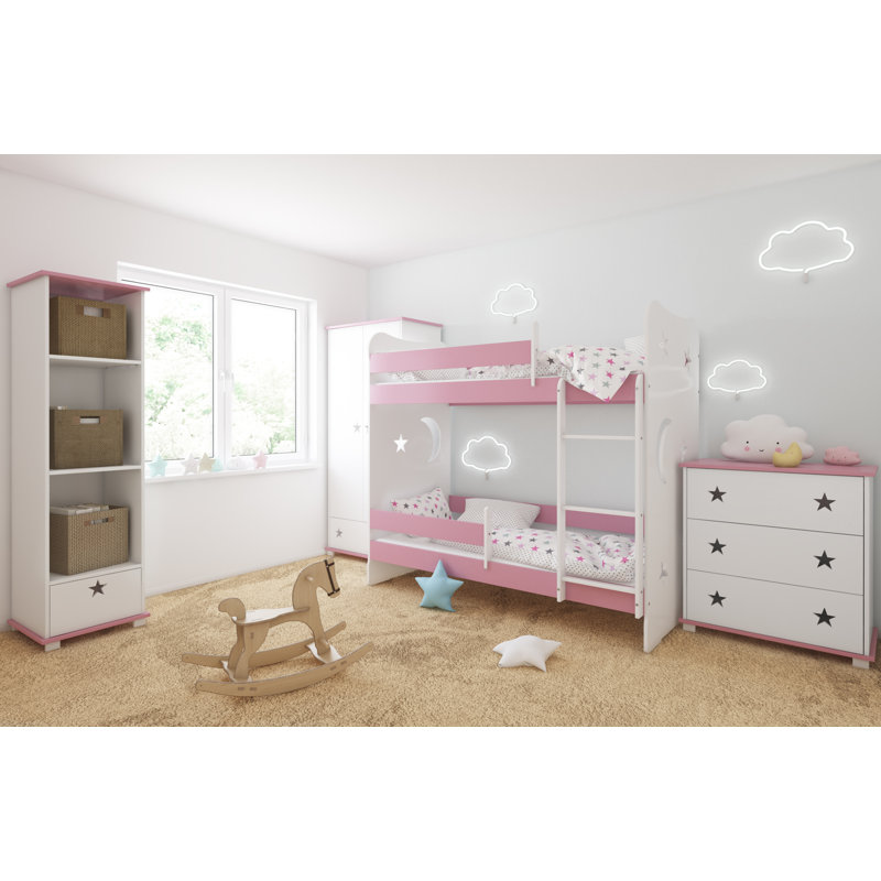 Mikula Kids Bunk Bed, 80 x 180 cm, Without Drawer, Pink