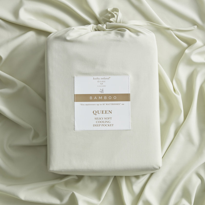 Kathy Ireland Bamboo Cooling 6 Piece Sheet Set with Deep Pockets, King sheet set with 6 additional pieces, Sage