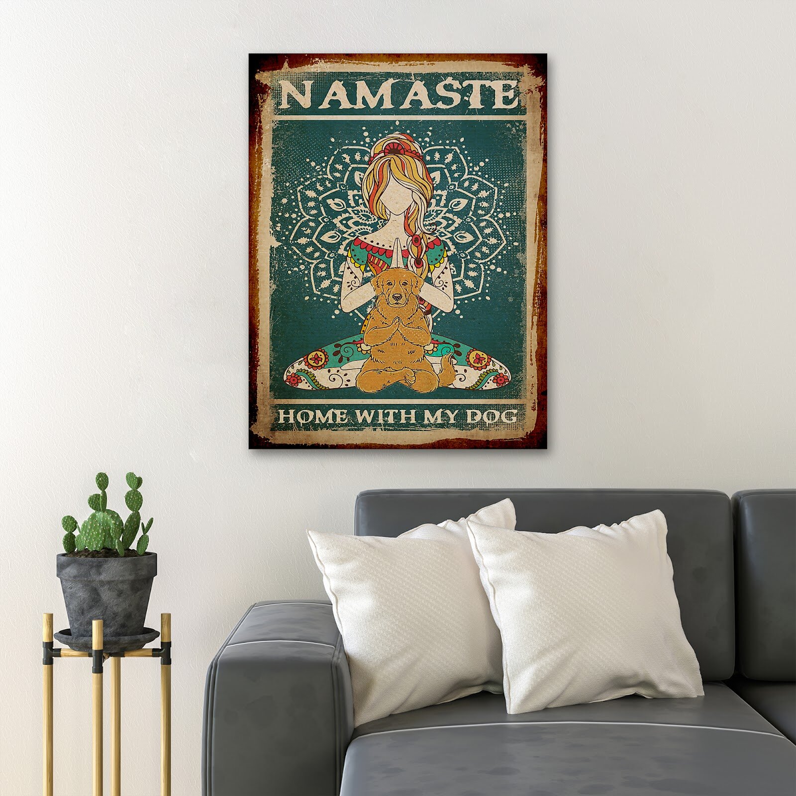 Yoga Namaste Hamsa Art Poster and Print Text Quotes Artwork Canvas