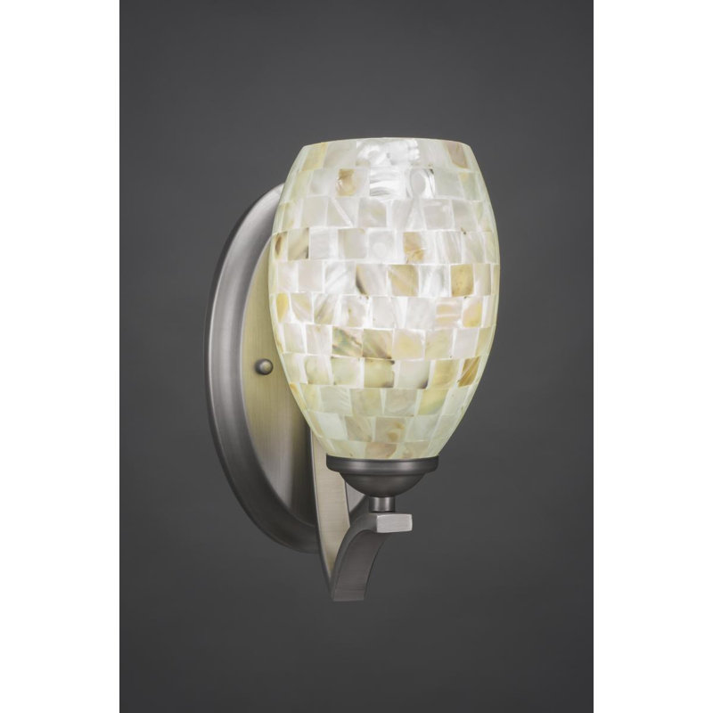 Zilo Wall Sconce Shown In Graphite Finish With 5" Ivory Glaze Seashell Glass