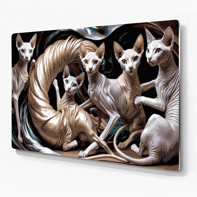 Chats Sphynx gris, art mural en métal