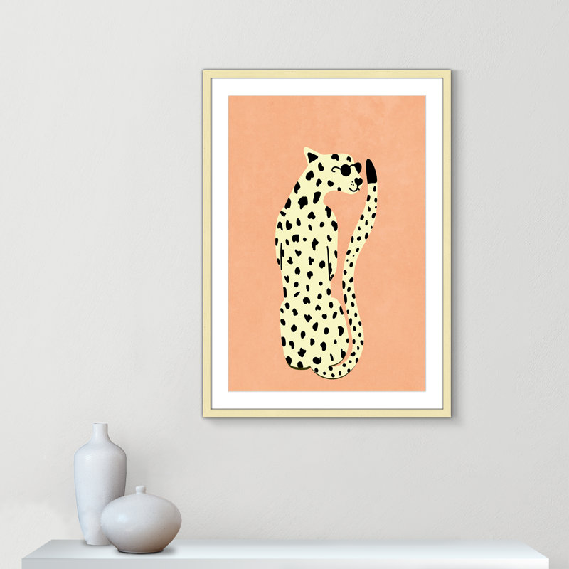 Motif de guépard «Cool» par Oltmanns, L 25,5 po x H 35,5 po, Matted Print, Or mat