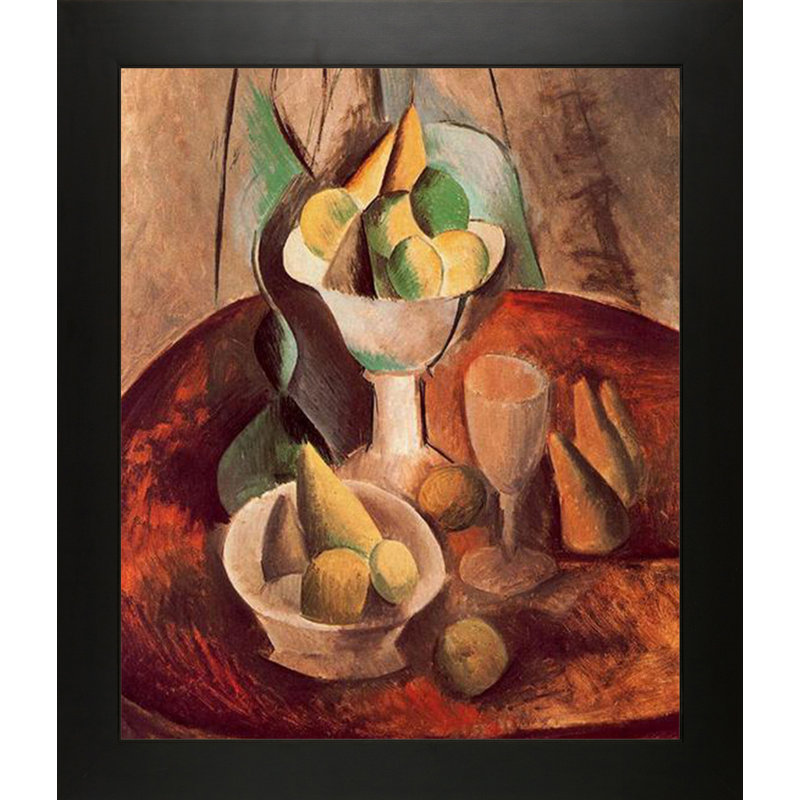 «Fruit in a Vase» par Pablo Picasso - peinture sur toile à cadre flottant, H 28,75 po x l 24,75 po, New Age - noir