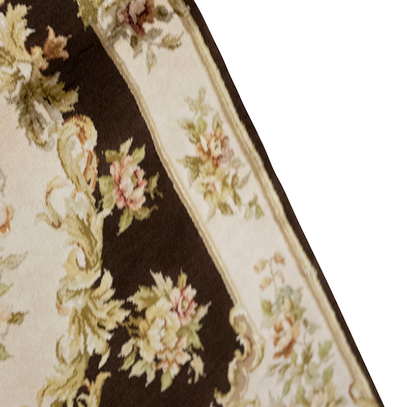 Tapis brun et crème noué à la main de haute qualité