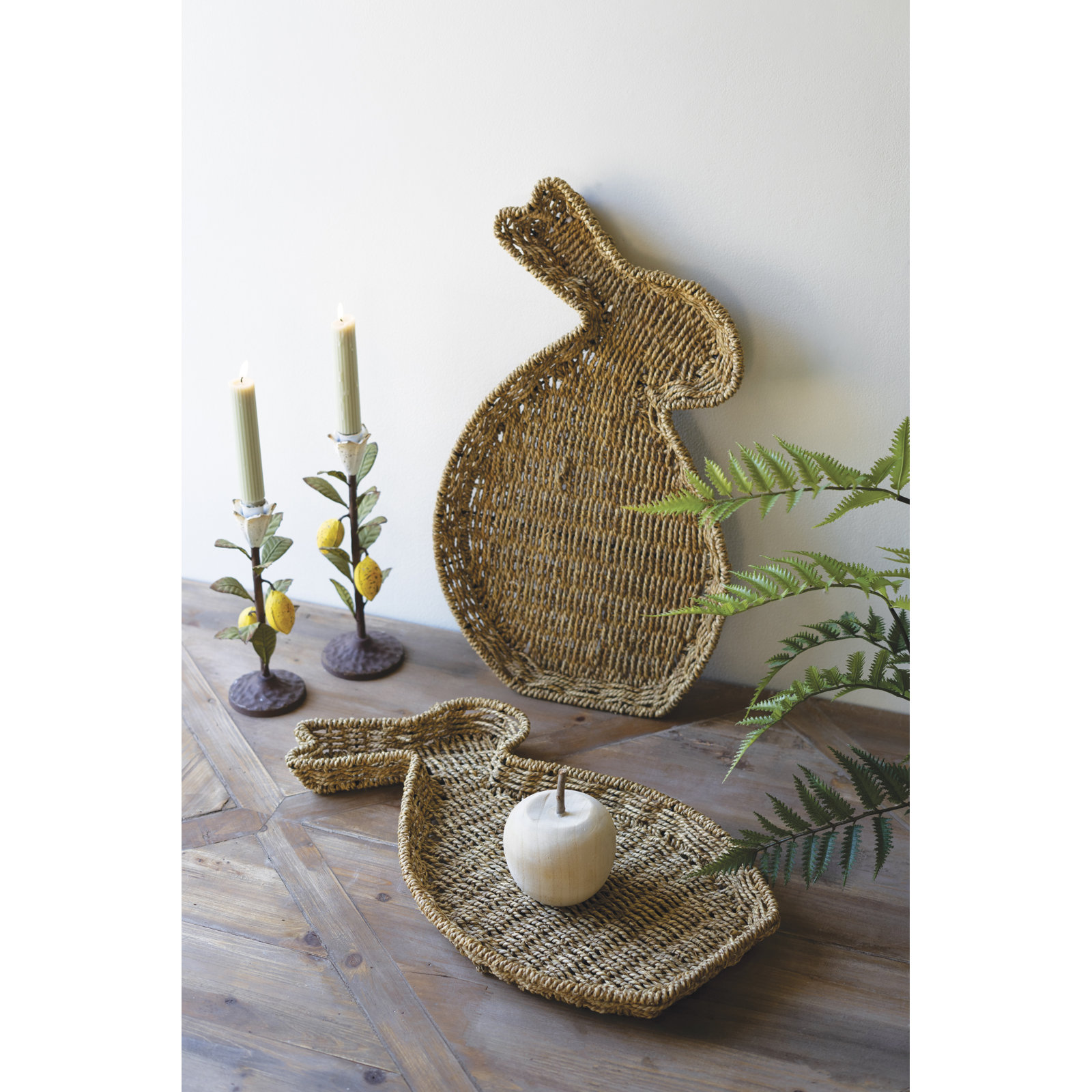 SET OF TWO SEAGRASS EASTER RABBIT BASKETS
