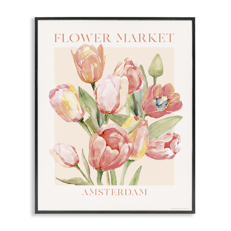 Art de la fleur sur toile Amsterdam par Reinders, Giclée encadrée noir minuit, H 14 po x l 11 po