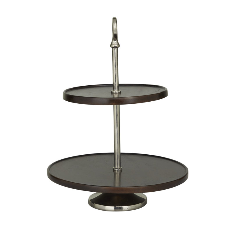 Wood Tiered Stand, Silver