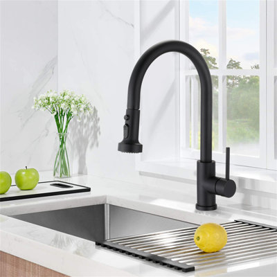 Robinet de cuisine rétractable en acier inoxydable avec douchette
