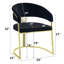 Chaise de salle à manger Maycol 22 po, base dorée, velours noir rembourré-433556589