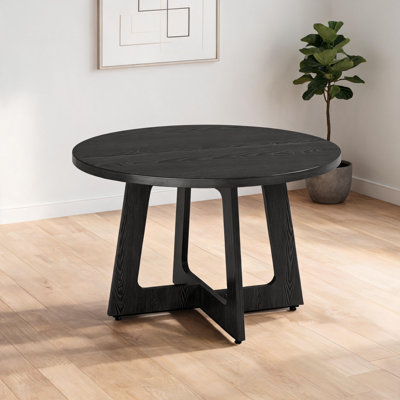 47" Round Dining Table for 4-6, 300 Lbs MDF Kitchen Table Ergonomic Legs, Black