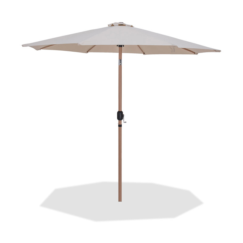 Parasols de patio en tissu Chavelle, Beige, Teck