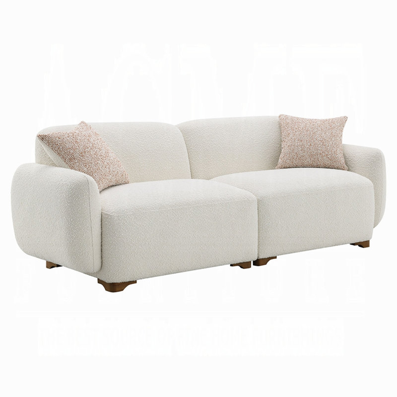 Canapé Remus, 2 coussins décoratifs, boucle incurvée beige, 88 po