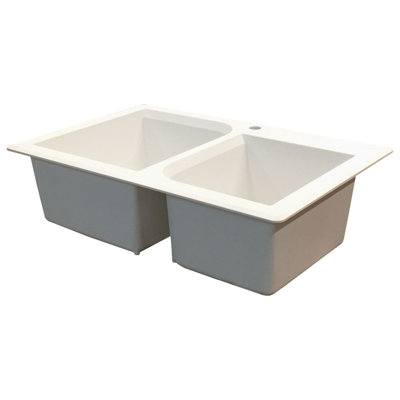 Radius 33.0625'' L Double Bowl Kitchen Sink
