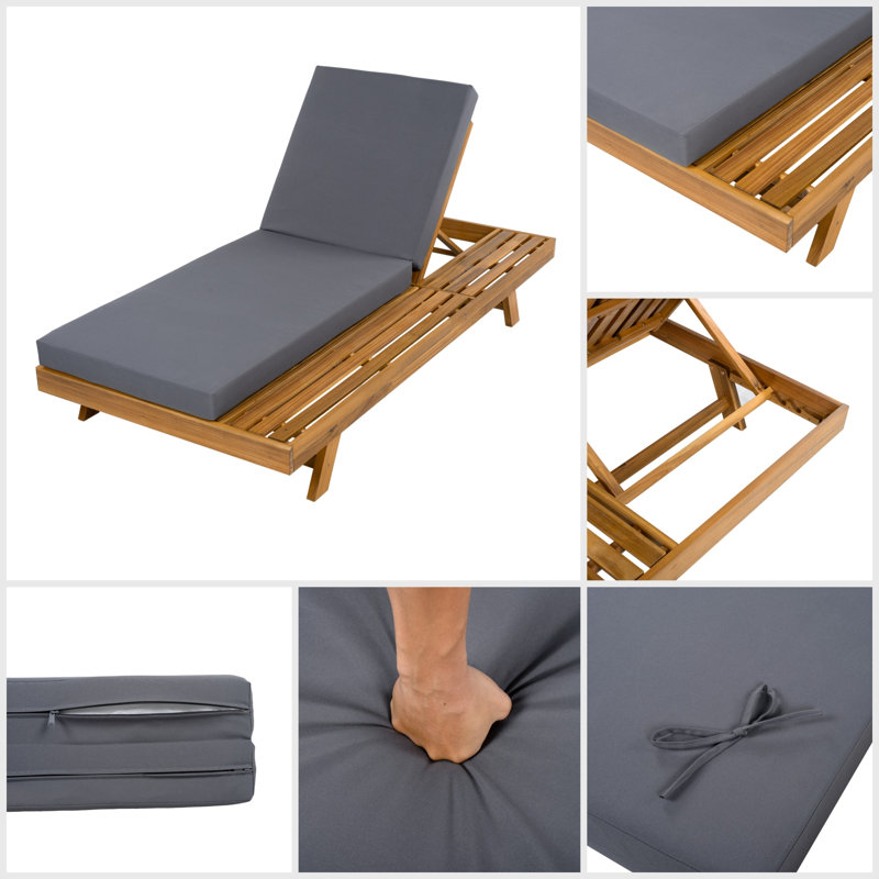 79" Long Reclining Single Chaise, Dark Gray