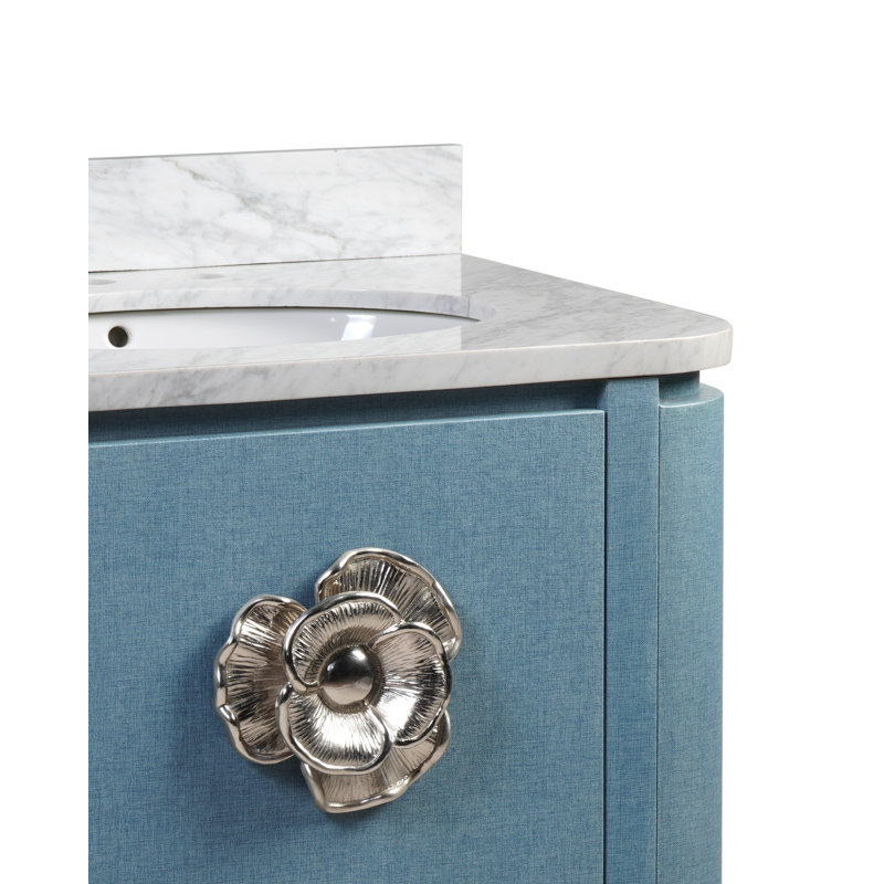 Briallen 30" Freestanding Standard Single Bathroom Vanity with Top, Polished Nickel, Lacquered Blue