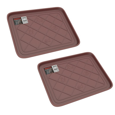 All Weather Boot Tray – Water Resistant Plastic Utility Diamond Pattern Shoe Mat – Indoor or Outdoor Doormats for All Season Use by Stalwart