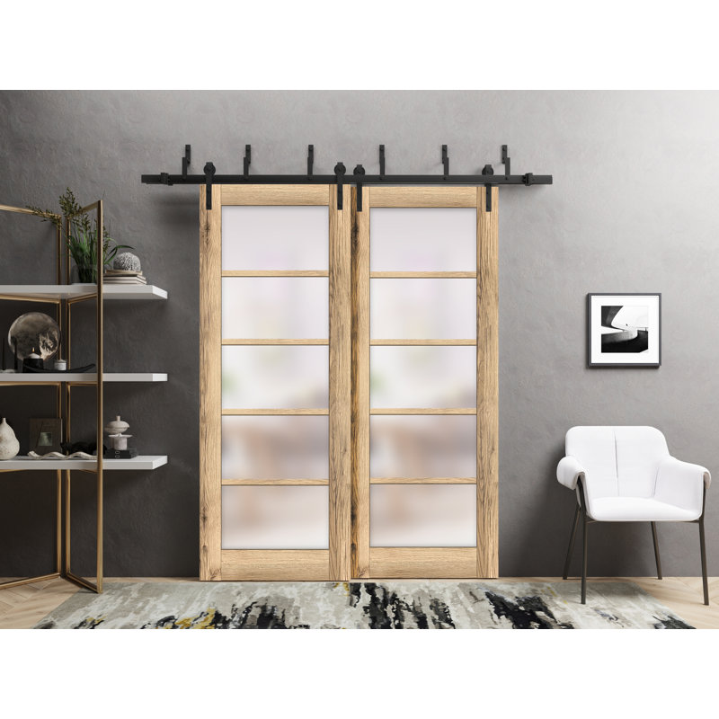 Portes à panneaux coulissantes à panneaux Quadro, 56 po x 96 po, Chêne