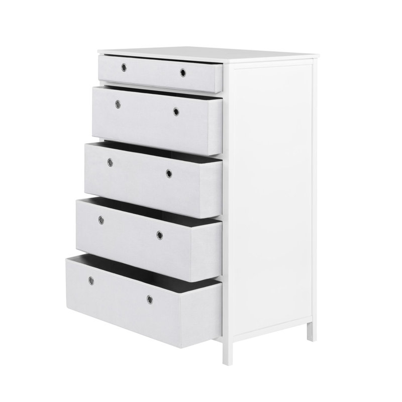 Commode 5 tiroirs tall Leiser, Blanc