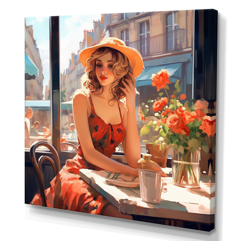 Portrait d'une femme à Paris III sur toile, H 36 po x l 36 po x P 1,5 po, Toile tendue