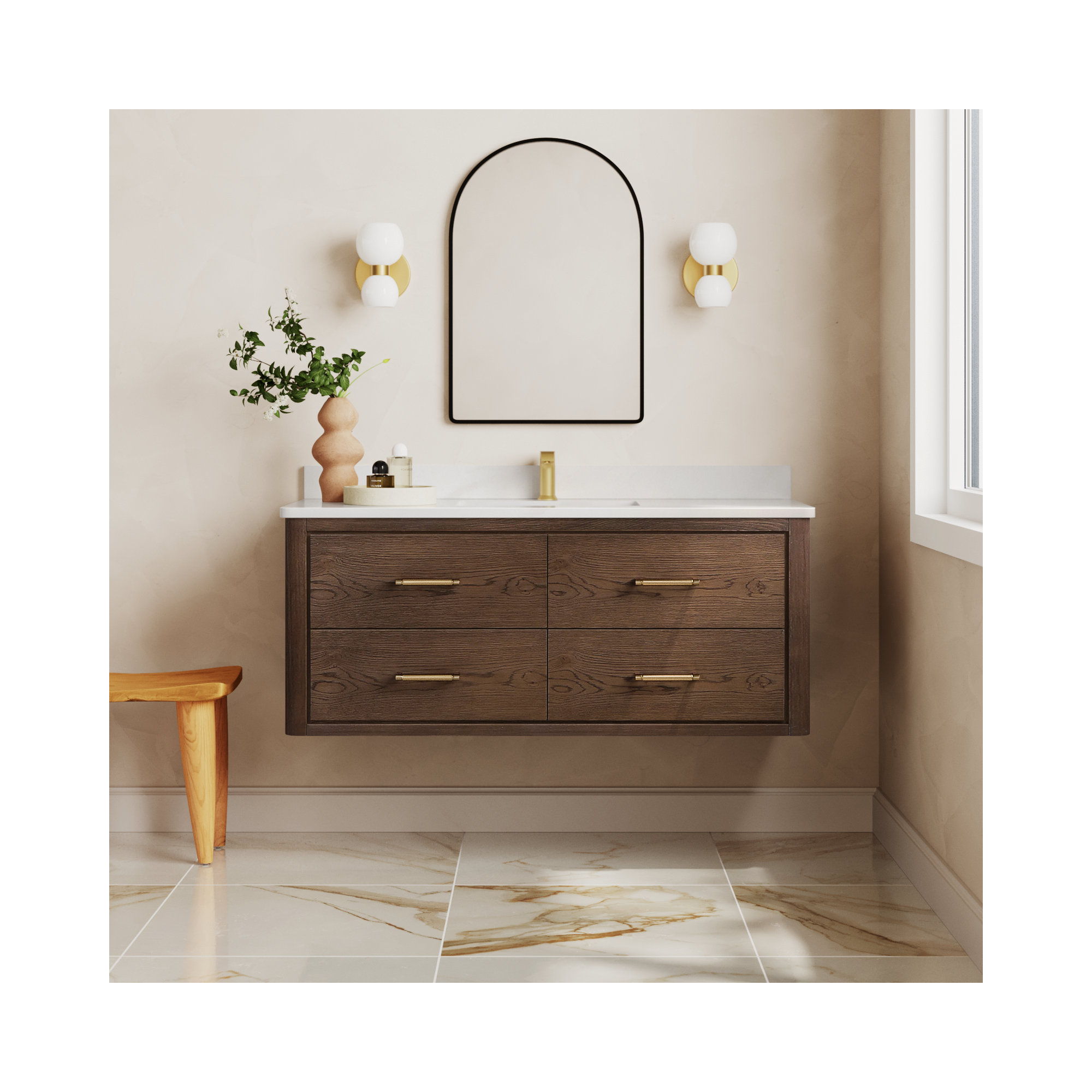 Cristo 48'' Single Bathroom Vanity, Dark Brown Oak