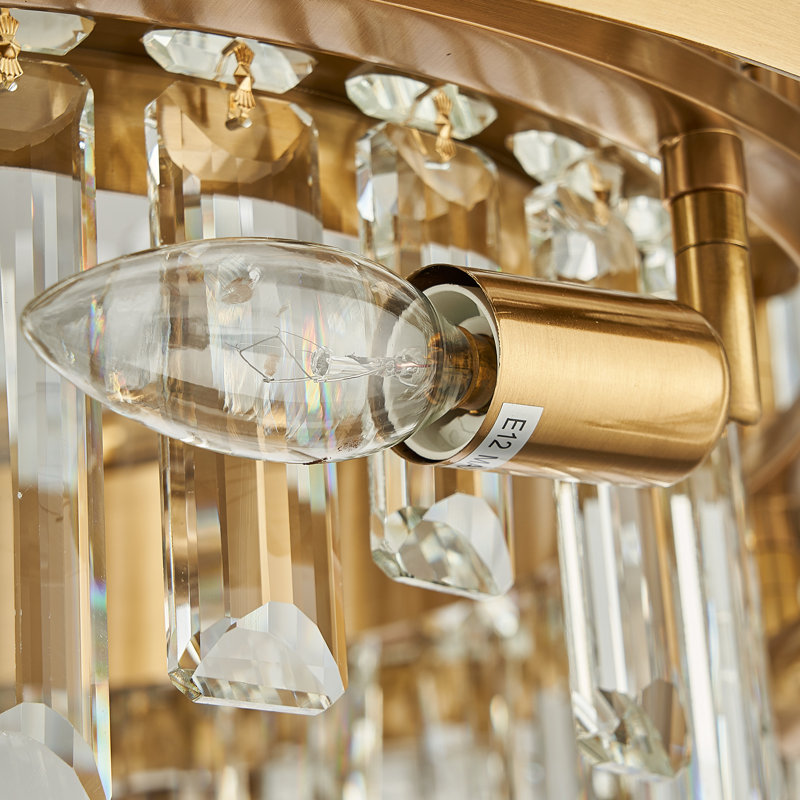 Lustre en cristal Marais, H 9,8 po x l 19,7 po x P 19,7 po, Doré